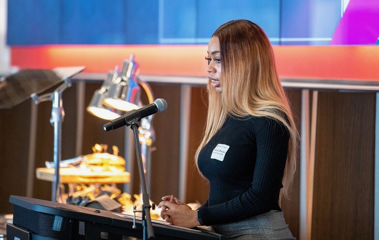 Abiola delivering a speech