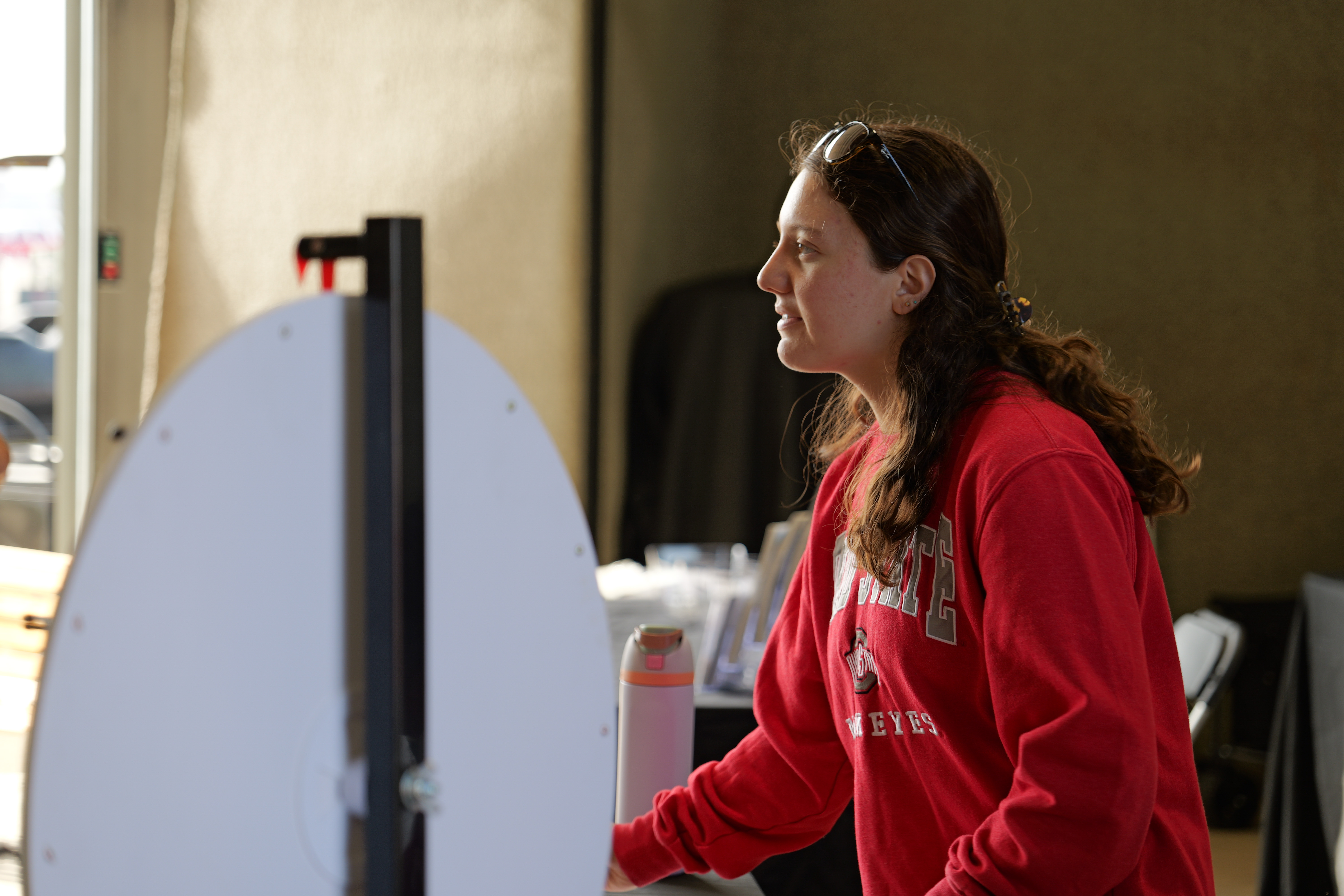 PharmD student at the Farm Science Review utilizing the EXCITE vaccine toolkit