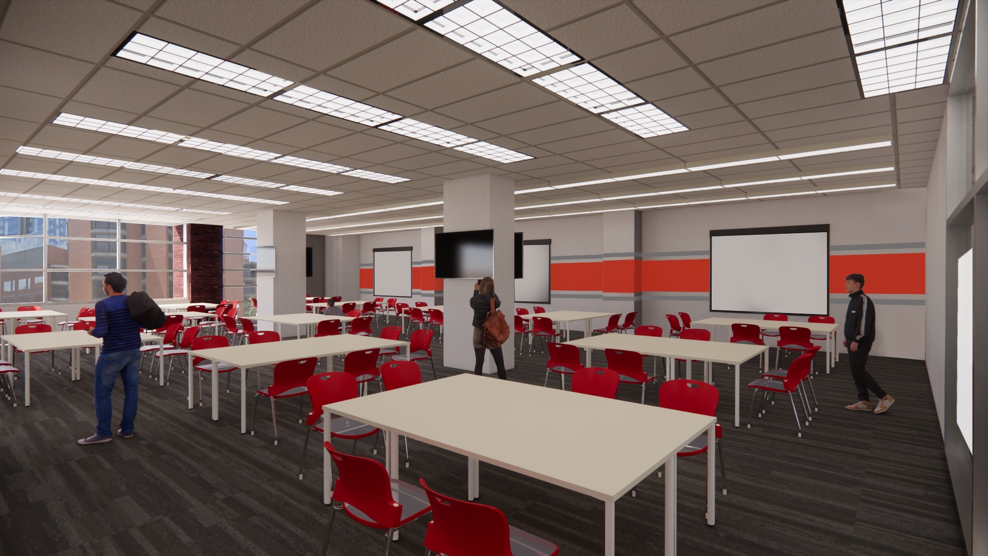 3D-rendered image of the proposed modern student classroom
