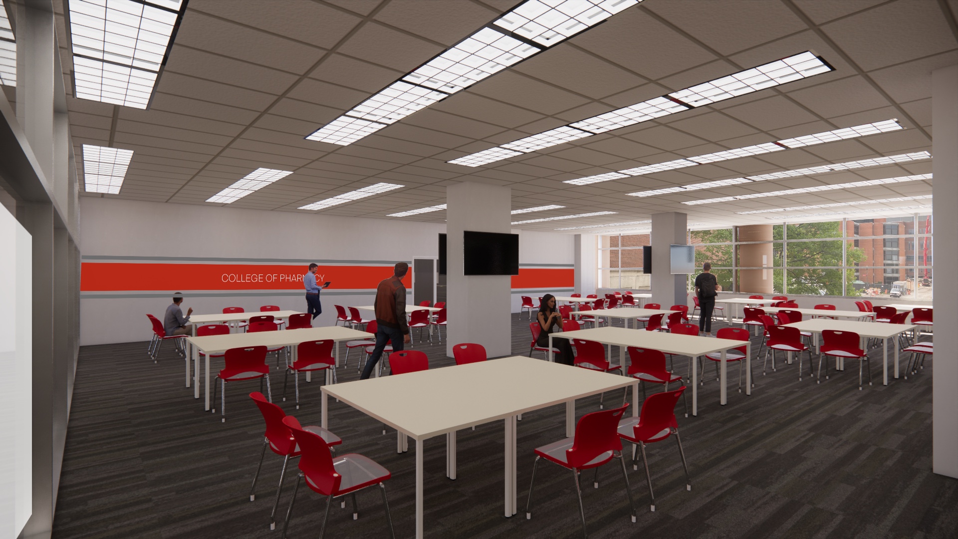 3D-rendered image of the proposed modern student classroom