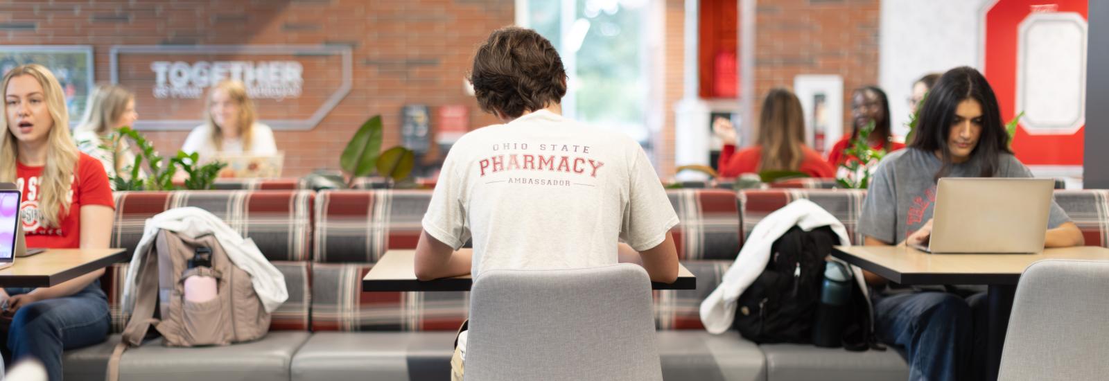 a student working at a table