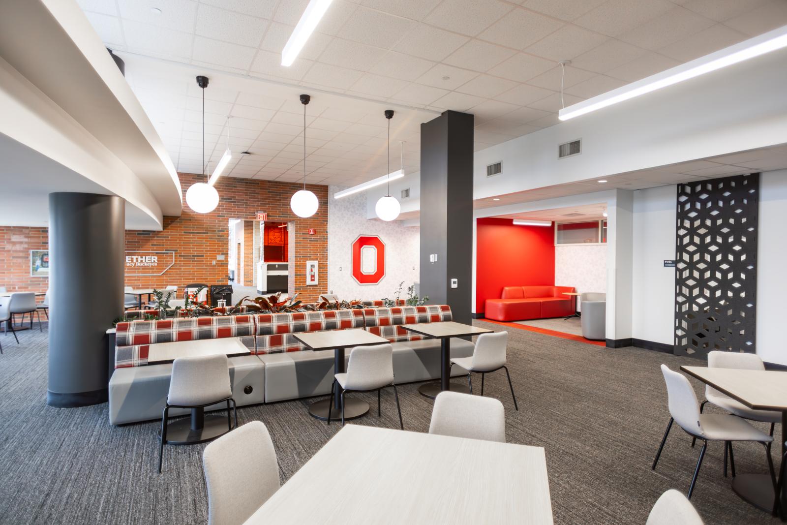 The Ann and Barry Klein Family Student Lounge seating area