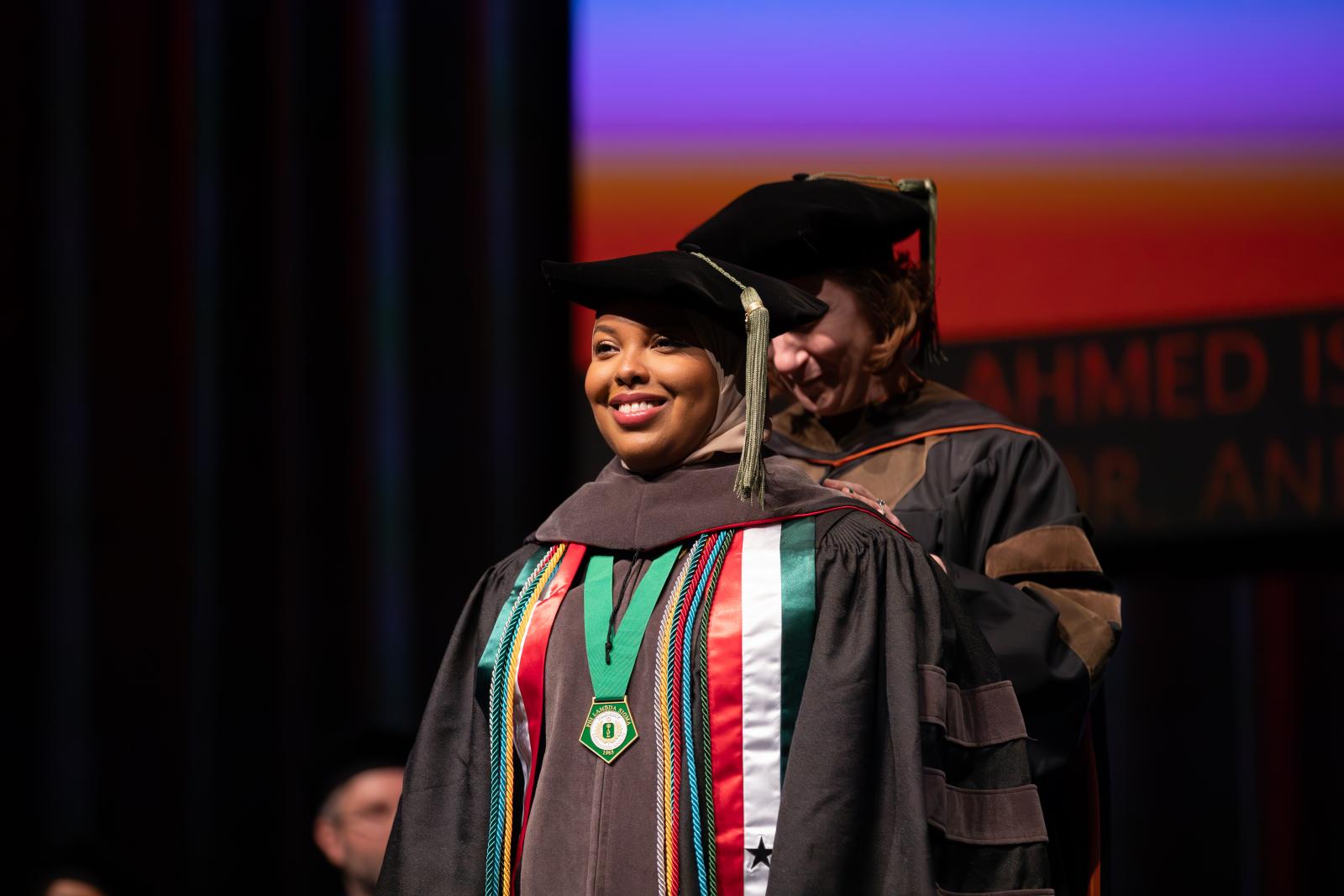 Amaal Ahmed being hooded