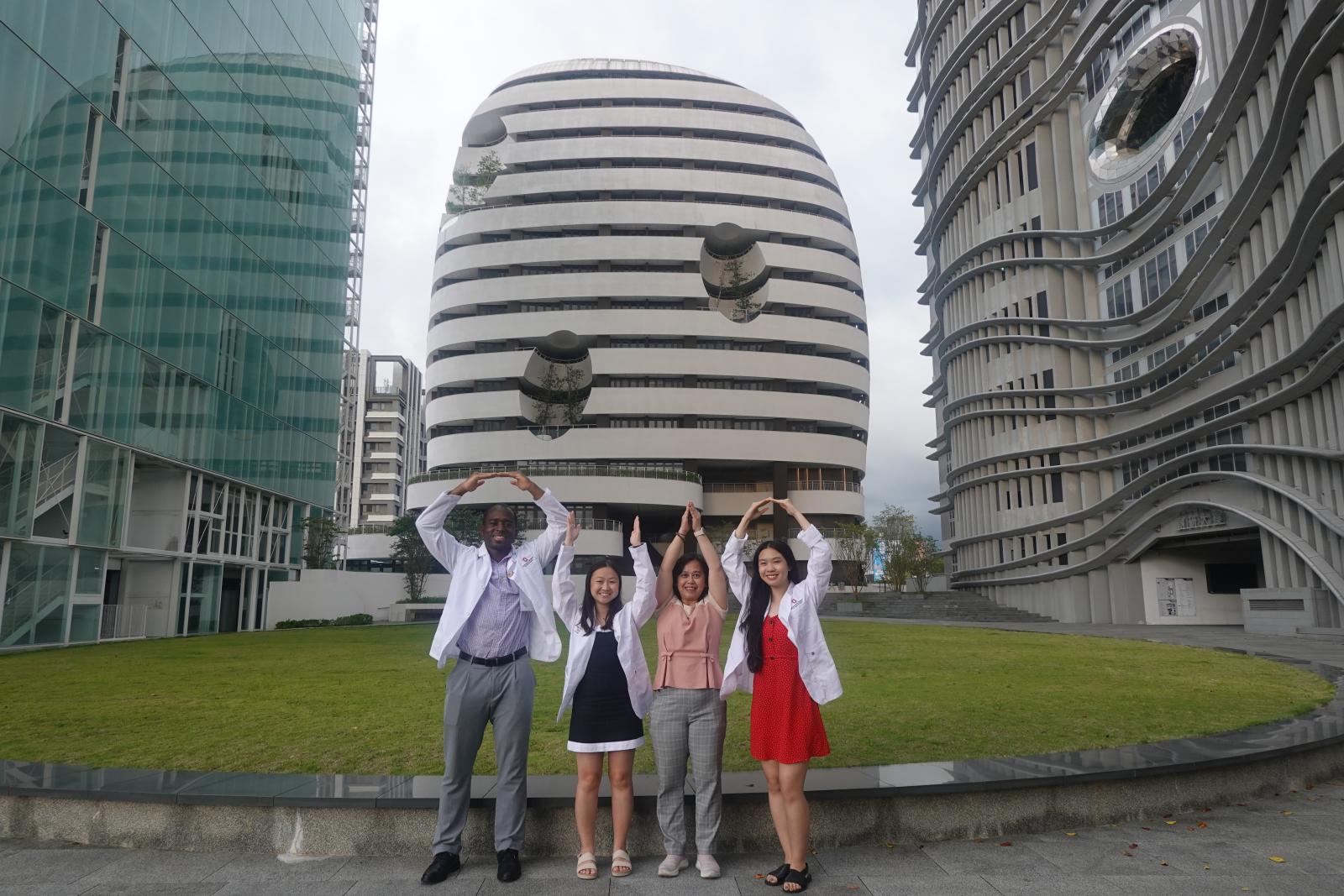 Students posing on CMU's campus