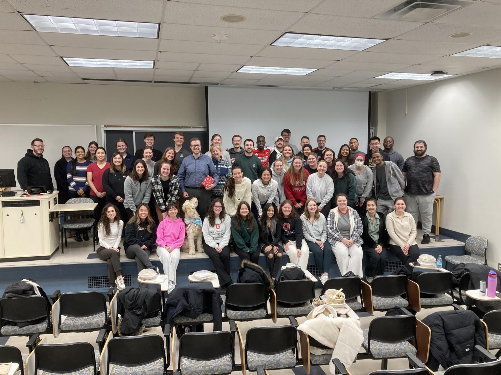 Dr. Matthews with a classroom of students