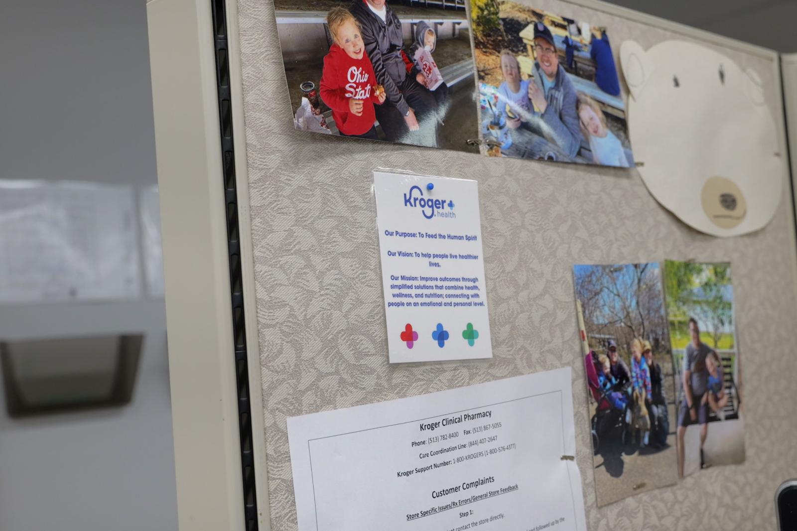 Photo of decorated cubicle at the Kroger Health Connect office