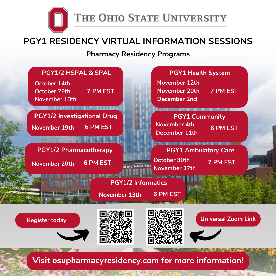 Information on PGY1 information sessions.
