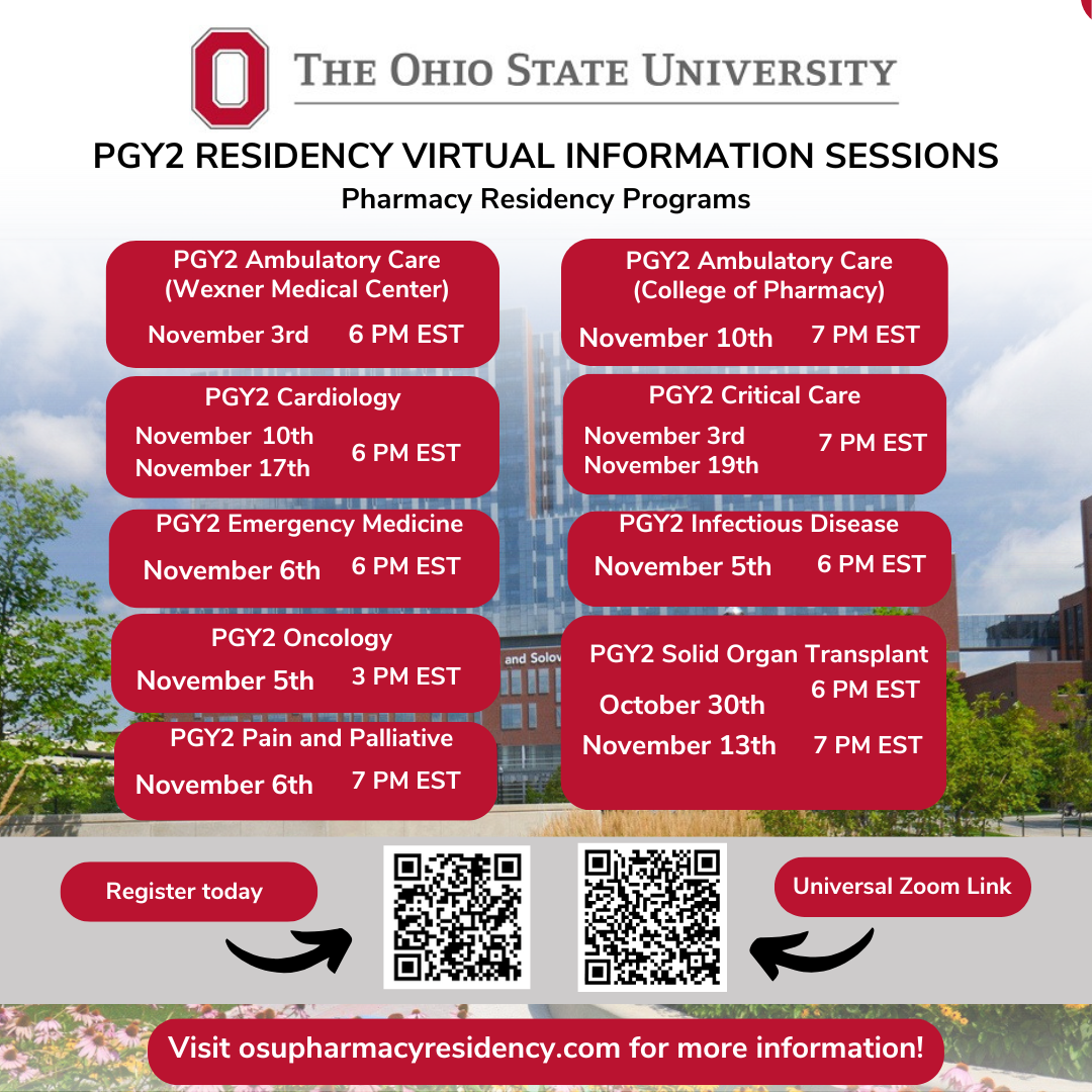 Information on PGY2 information sessions.