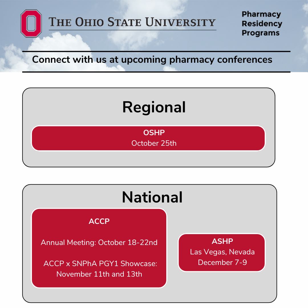 Information on upcoming pharmacy conferences.