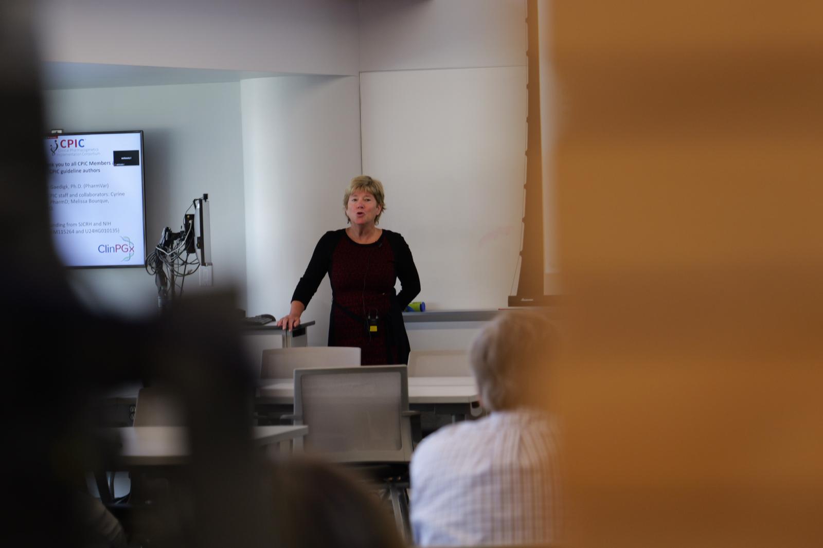 Dr. Relling giving her lecture 