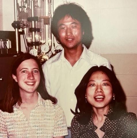 Dr. Robertson's first students, left to right: Sarah R. Huff, MS '78; Song-Won Koh, MS '77; Mei-Mei Tsai, PhD '79