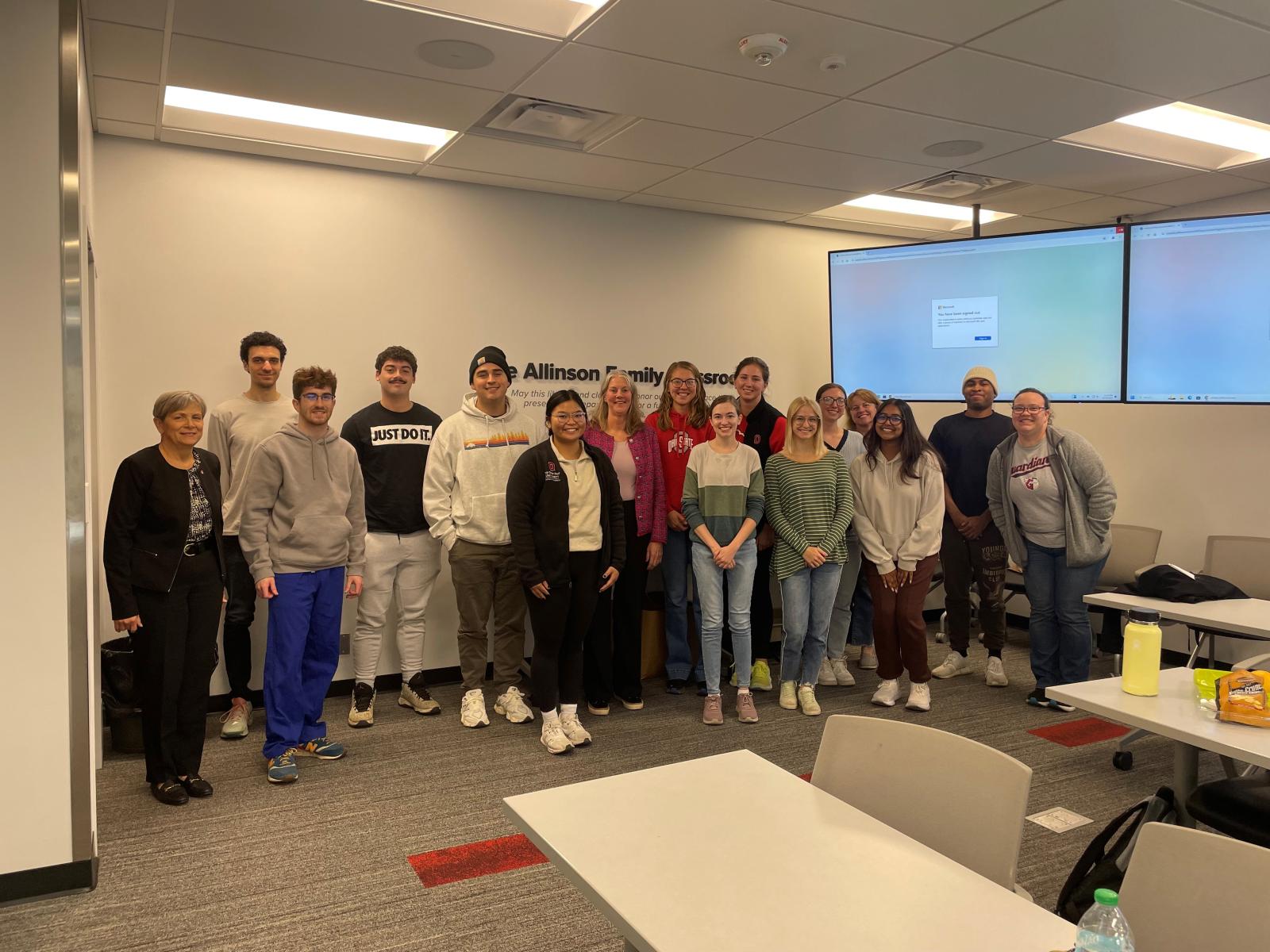 pam boner with attendees of her talk