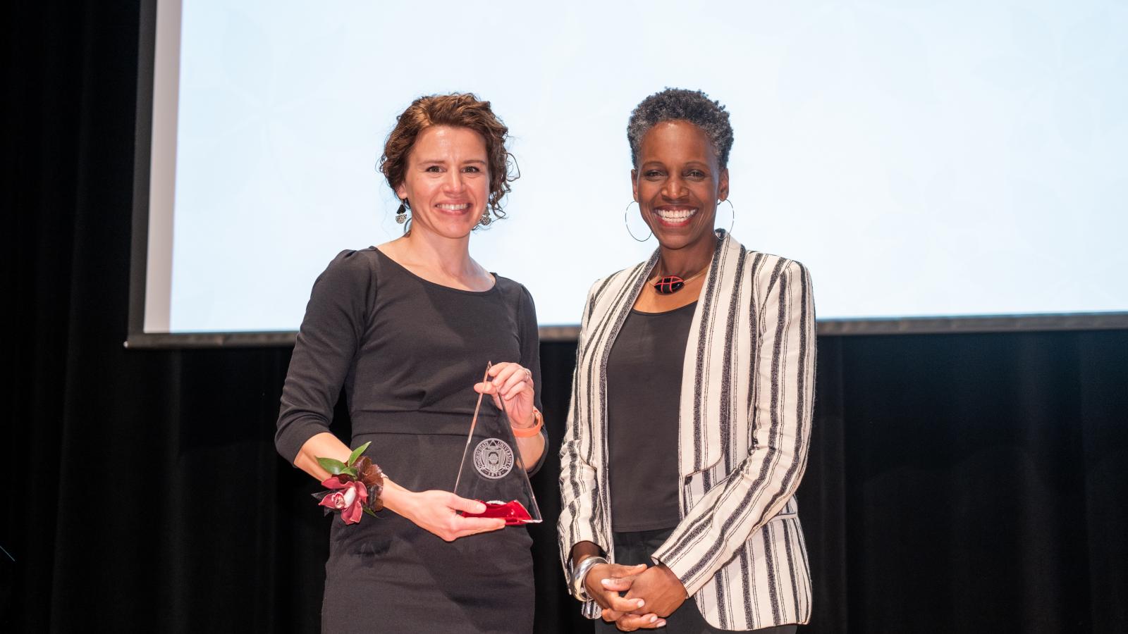 Dr. Molly Downing (left) with Ohio State Executive Vice President and Provost  Dr. Melissa L. Gilliam