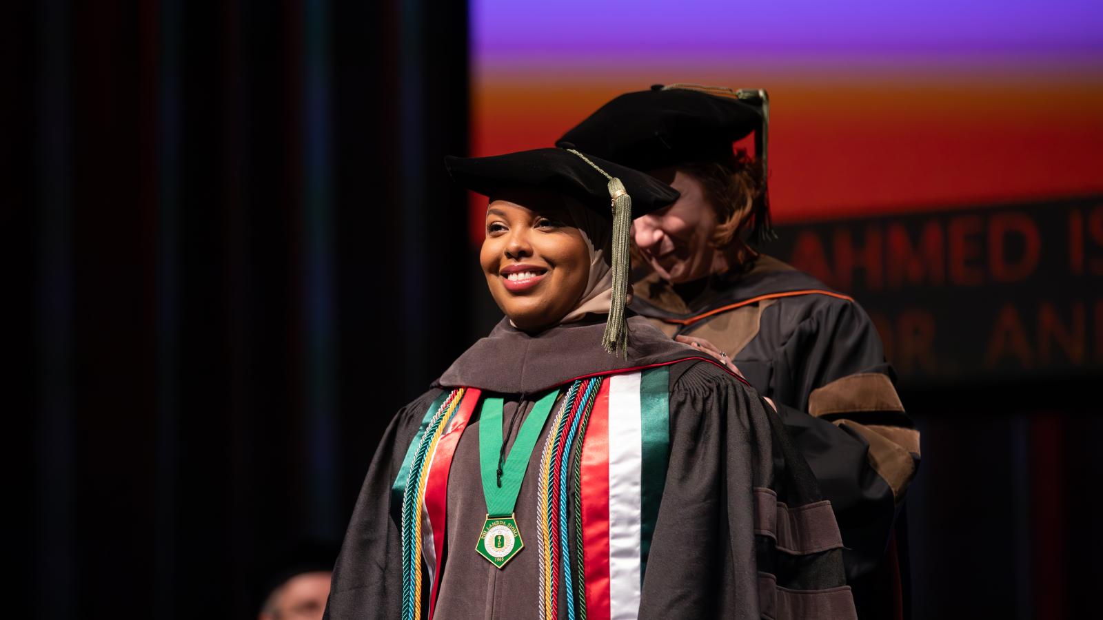 Amaal Ahmed being hooded