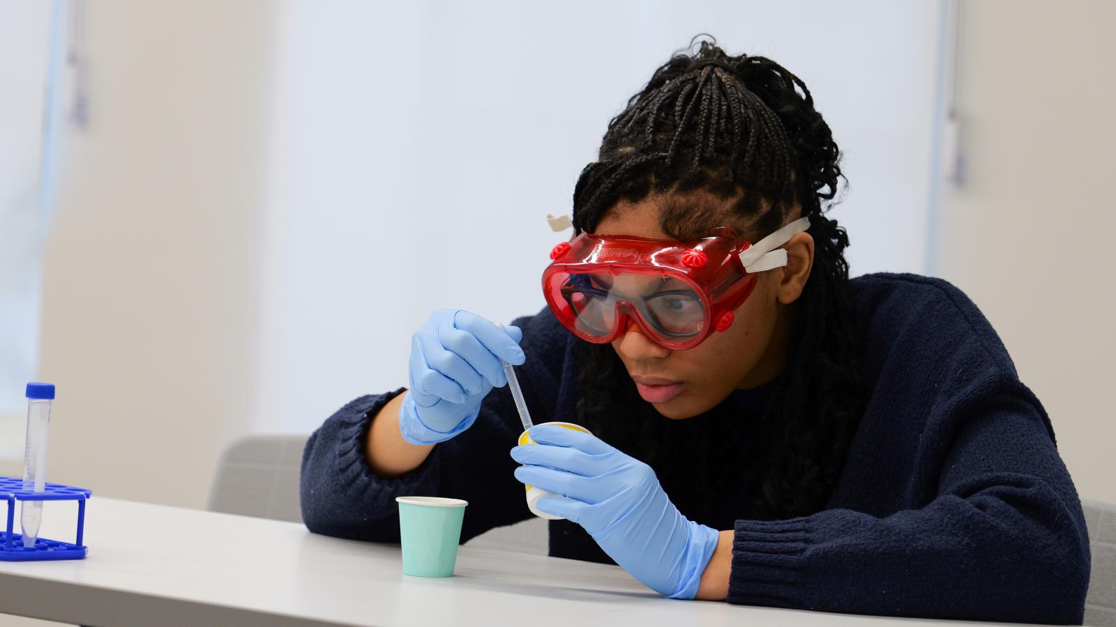 Student working on an experiment