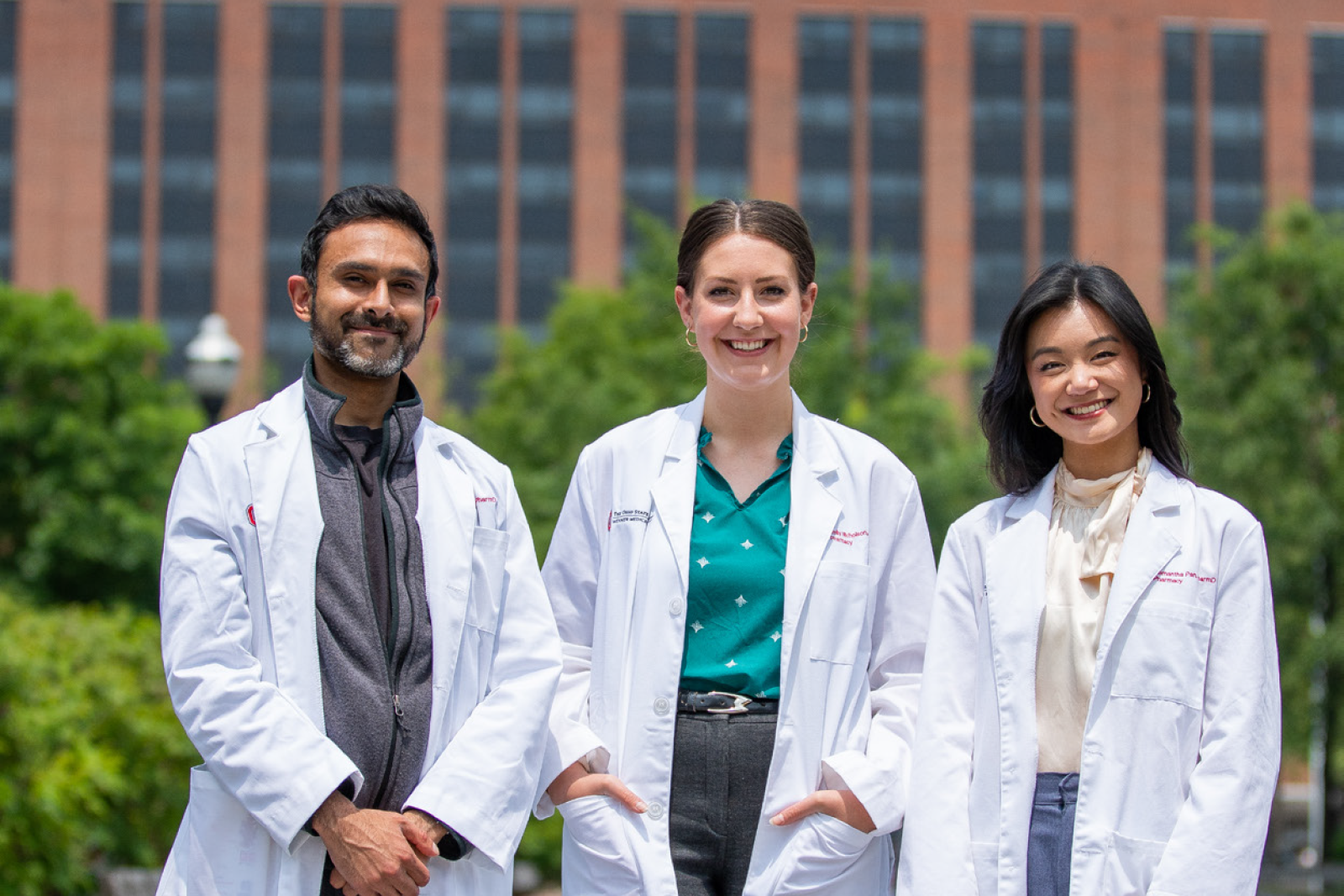 three residents in front of wexner medical center