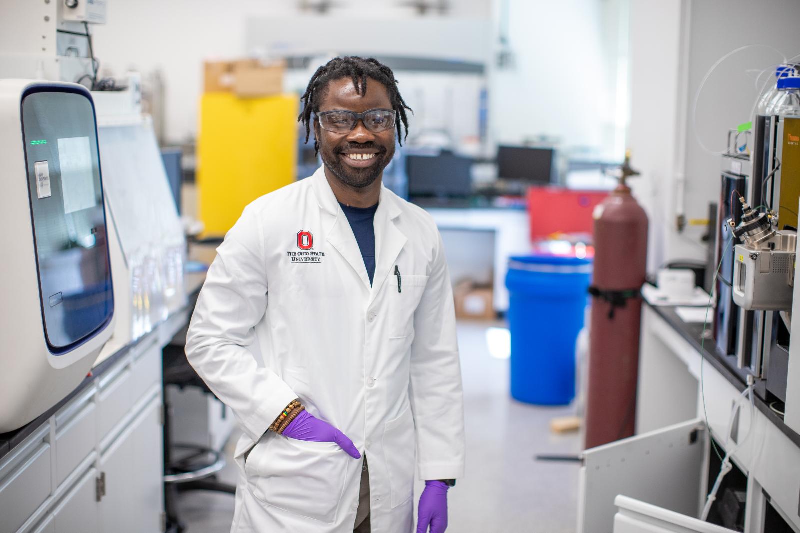 Dr. Adu-Ampratwum in the lab
