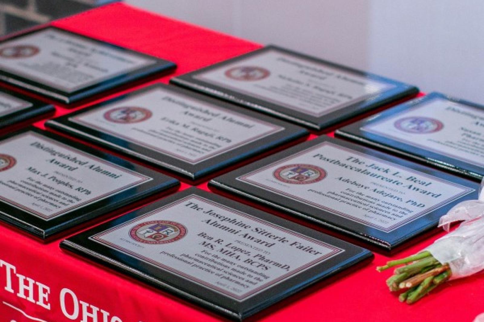 Alumni Awards table with awards