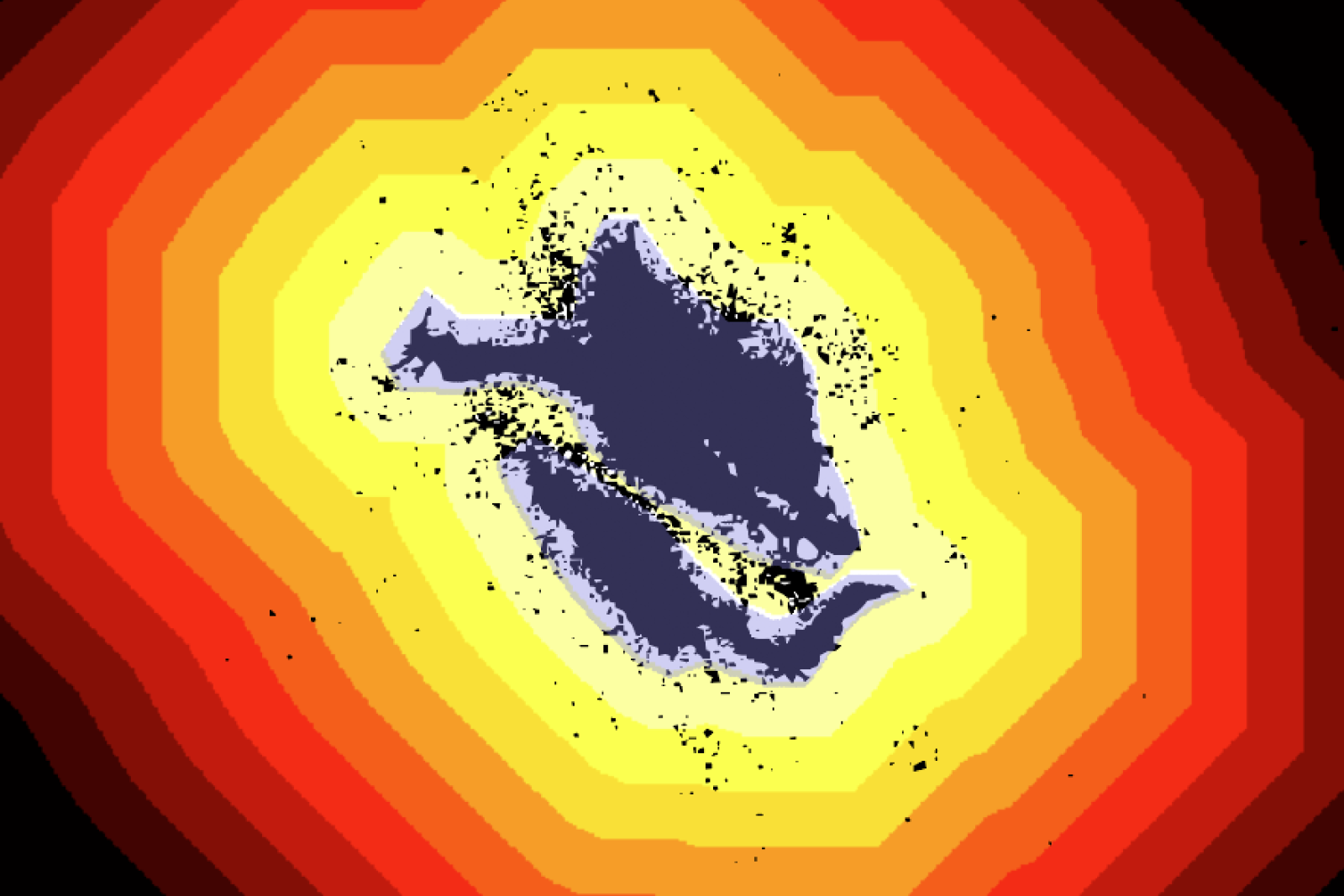 Researchers created a mathematical visualization of extracellular vesicles’ movement, showing that most particles traveled no farther than about 50 microns from the edges of the central donor cell.