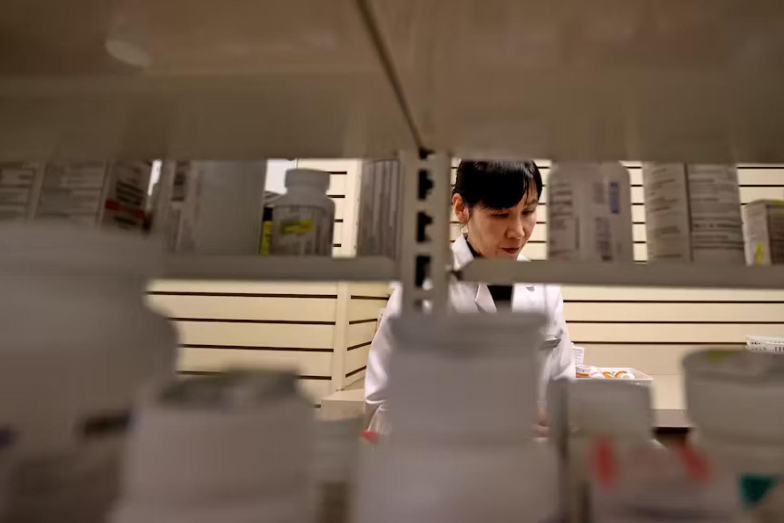 Pharmacist looking 