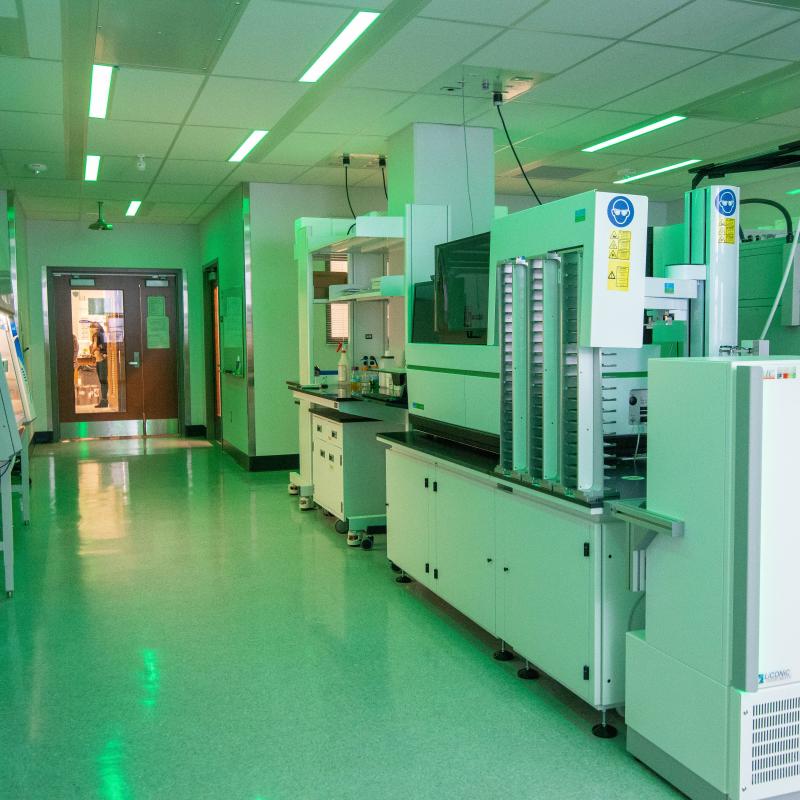 laboratory with green light on